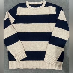 J. Crew Navy and Cream Striped Knit Sweater